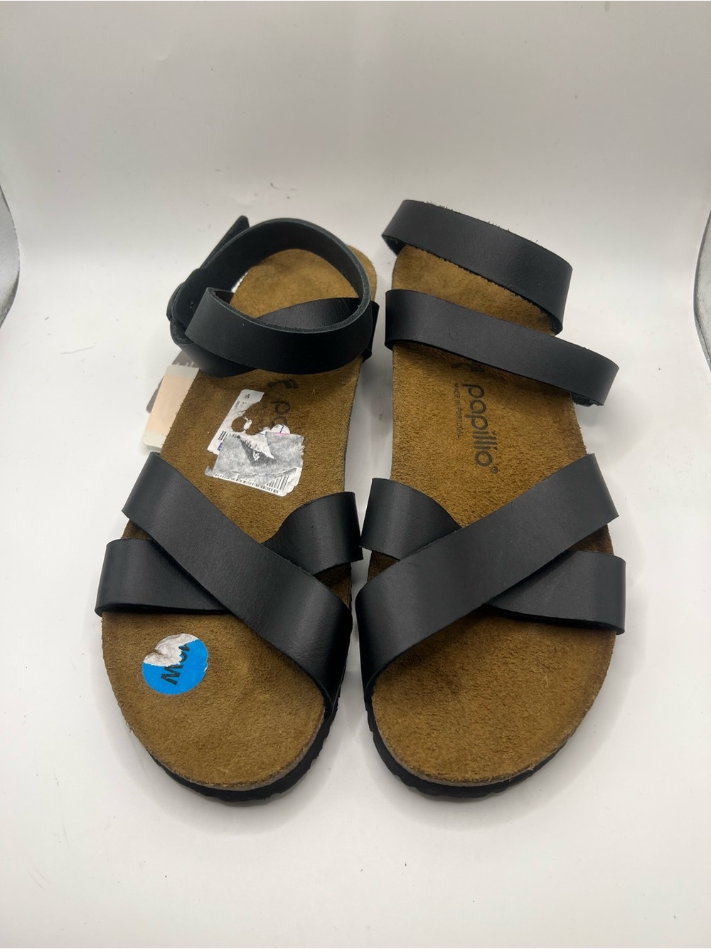 Papillio Black Leather-Strap Comfort Sandals